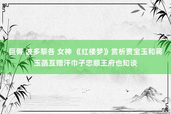 巨臀 波多黎各 女神 《红楼梦》赏析贾宝玉和蒋玉菡互赠汗巾子