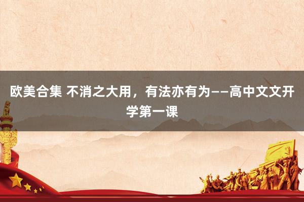 欧美合集 不消之大用，有法亦有为——高中文文开学第一课