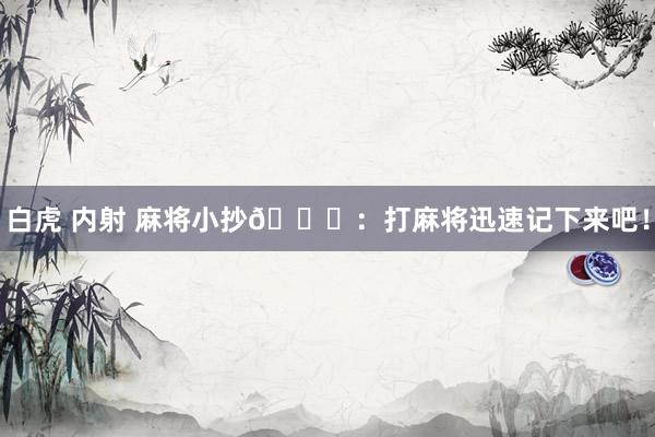 白虎 内射 麻将小抄📝：打麻将迅速记下来吧！